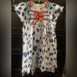 Catimini Colorful Striped Dress with Blue Accents